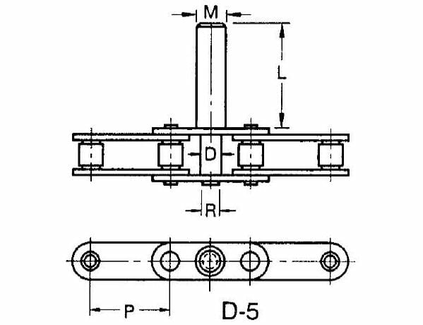 C2060HR 1/2" D-5 - ANSI Standard Double Pitch Roller Chain D-5 Attachment - Image 2