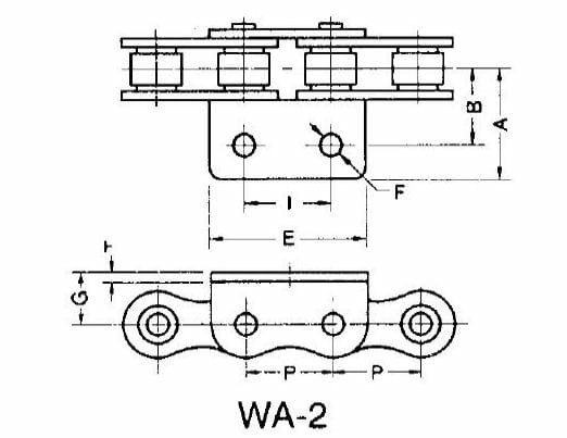 60R WA-2 - ANSI Standard Roller Chain - WA-2 Wide Contour Attachment - Image 2