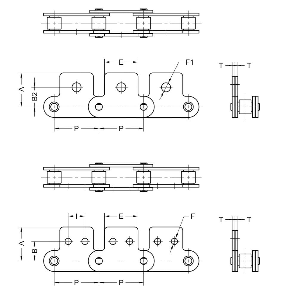 ANSI Standard Double Pitch Roller Chain - SA-2 Attachment - Image 2