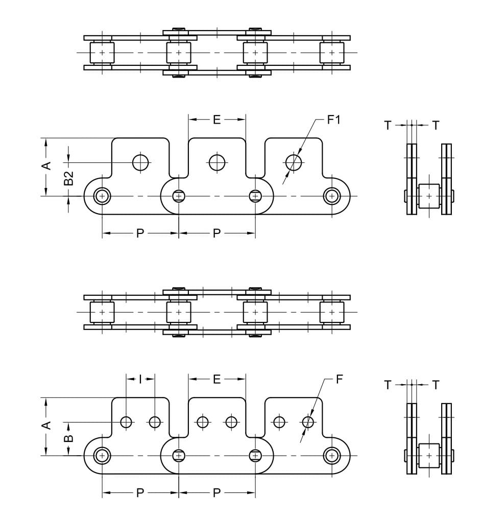 ANSI Standard Double Pitch Roller Chain - SK-2 Attachment - Image 2