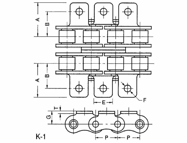 ANSI Standard Double-Strand Roller Chain - K-1 Attachment - Image 2
