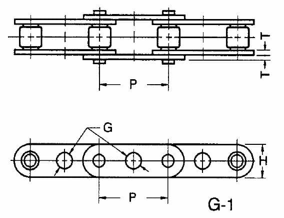 C2060H 5/16" G-1 ANSI Standard Double Pitch Roller Chain -</br> G-1 Attachment - Image 2