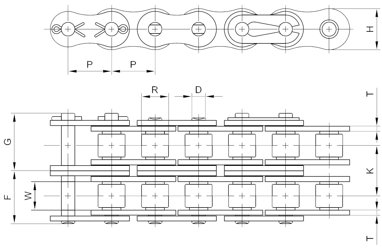 40-2R ANSI Standard Double-Strand Roller Chain - Image 2