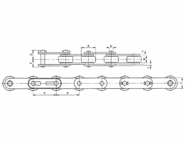 C2042R - ANSI Standard C-Type Double Pitch Roller Chain with Oversized Rollers - Image 2